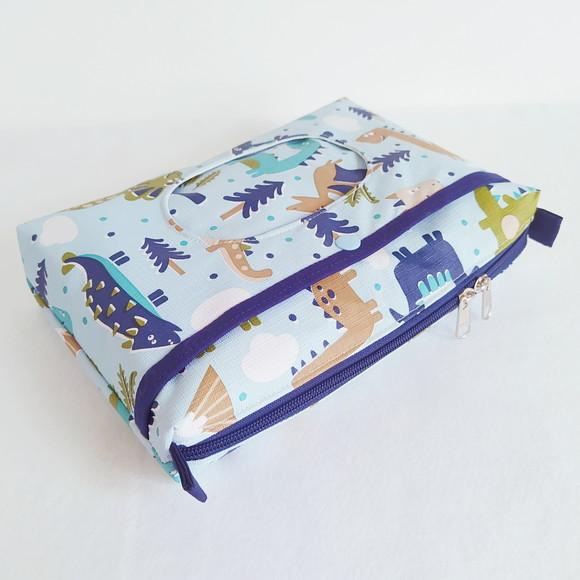Necessaire Porta Fraldas e Lenço Umedecido - Dinossauros