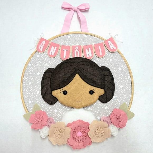 Quadro Bastidor Maternidade Menininha Princesa Antonia