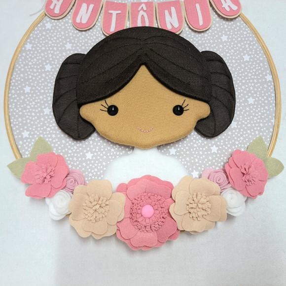 Quadro Bastidor Maternidade Menininha Princesa Antonia