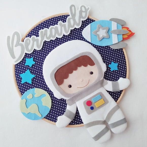 Quadro Bastidor Porta de Maternidade Astronauta - Bernardo