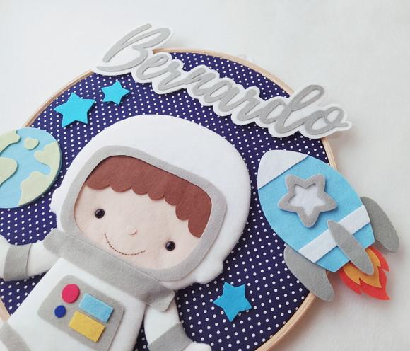 Quadro Bastidor Porta de Maternidade Astronauta - Bernardo