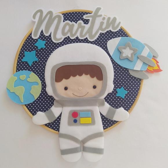 Quadro Bastidor Porta de Maternidade Astronauta Martin