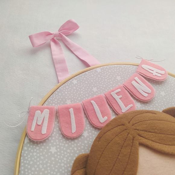 Quadro Bastidor Porta de Maternidade Menininha Princesa Léia