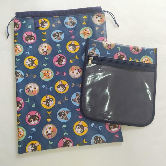 Saco Impermeável 28x40 + Porta Kit Higiene - Gatinhos