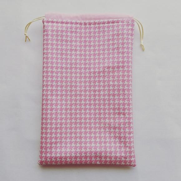 Saco Impermeável para Roupas 18x30 - Pied de Poule Rosa