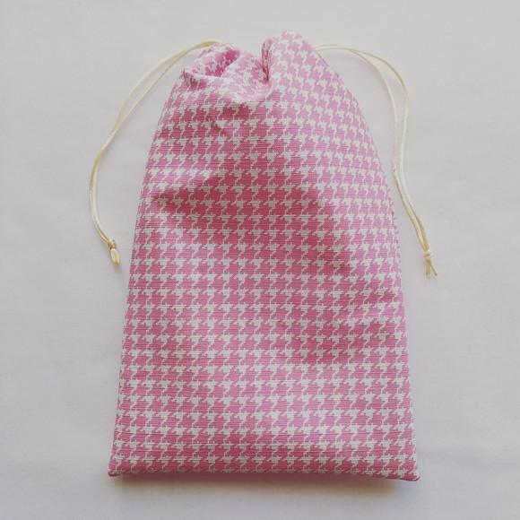 Saco Impermeável para Roupas 18x30 - Pied de Poule Rosa
