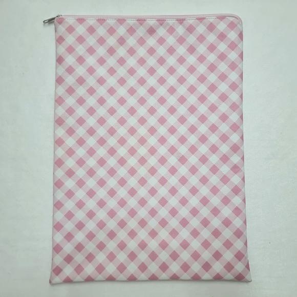 Saco Impermeável para Roupas 28x40 com Zíper - Xadrez Rosa