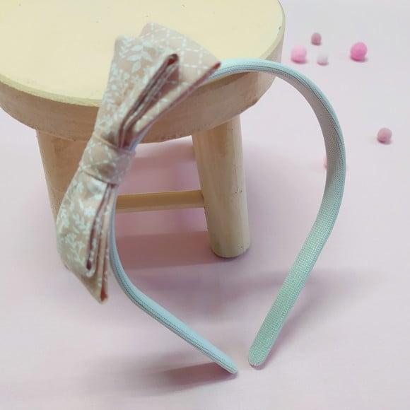 Tiara com Laço Borboleta Duplo Rosé e Branco