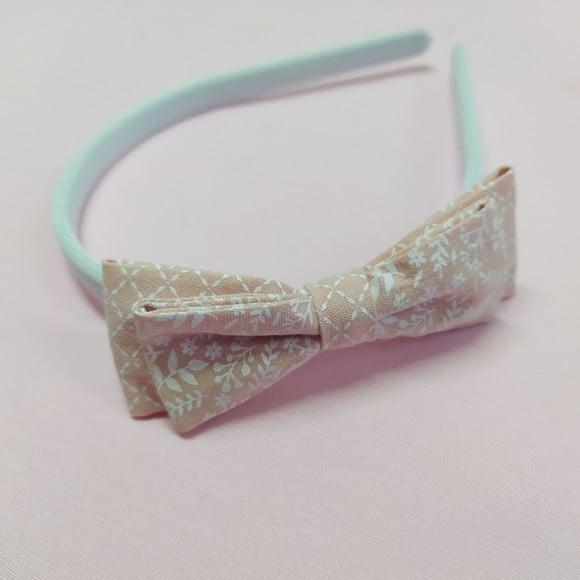 Tiara com Laço Borboleta Duplo Rosé e Branco