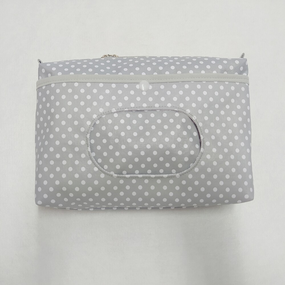 Necessaire Porta Fraldas e Lenço Umedecido - Cinza Poá