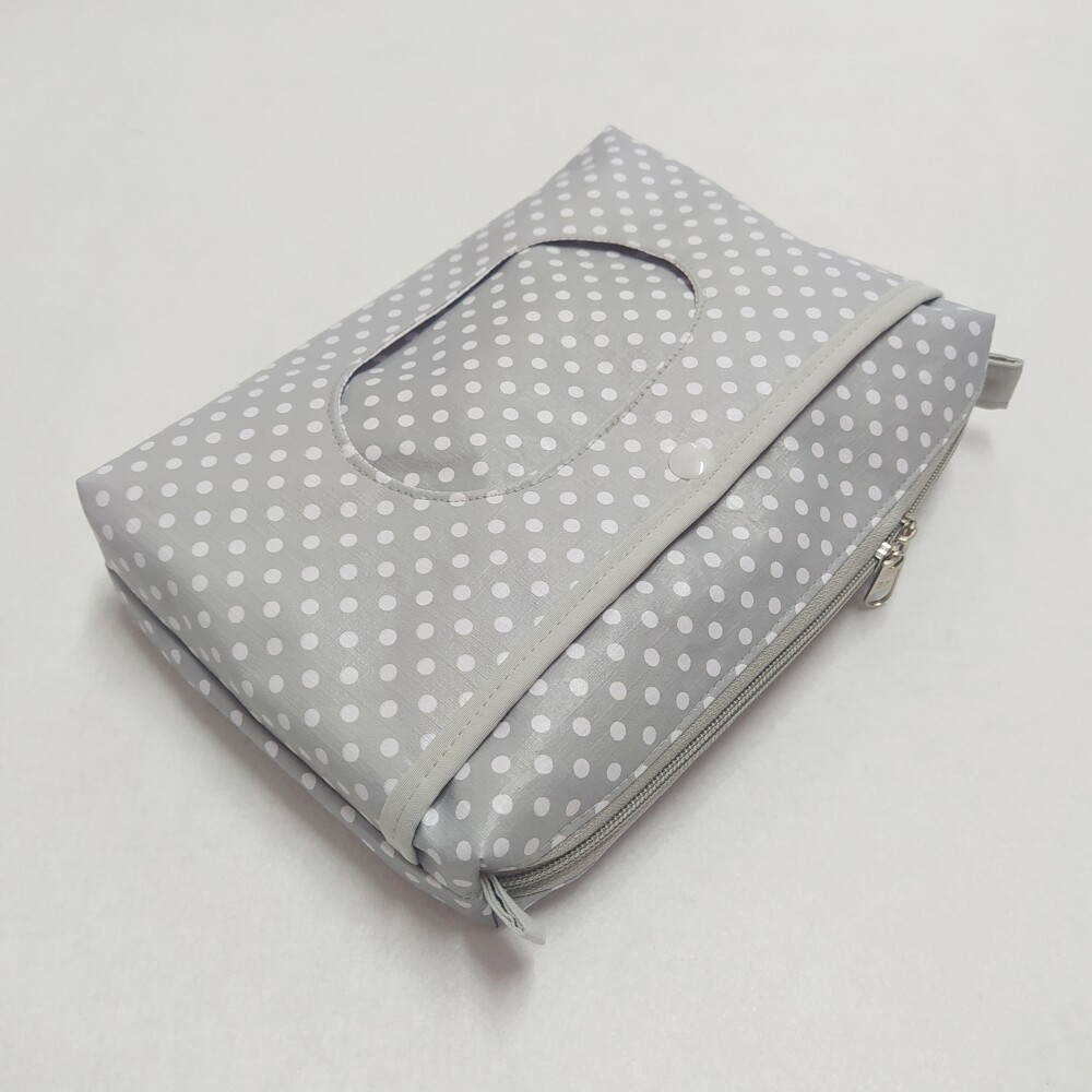 Necessaire Porta Fraldas e Lenço Umedecido - Cinza Poá