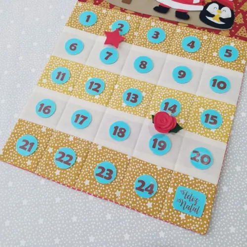 Calendário de Natal ou Advento Árvore - Papai Noel e Pinguim