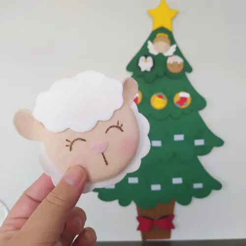 Árvore de Natal Interativa Montessori G - Feltro com Velcro