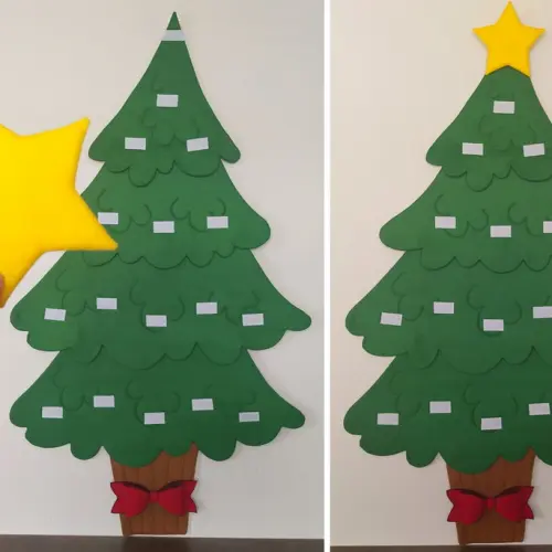 Árvore de Natal Interativa Montessori G - Feltro com Velcro