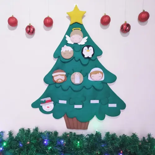 Árvore de Natal Montessori de Feltro com Velcro - Tam M