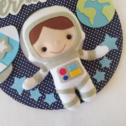 Guirlanda Porta Maternidade Astronauta e Foguete - Bernardo