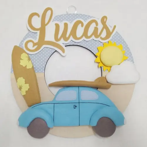 Guirlanda Surf Praia: Prancha, Fusca, Sol e Nuvem - Lucas