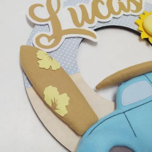 Guirlanda Surf Praia: Prancha, Fusca, Sol e Nuvem - Lucas