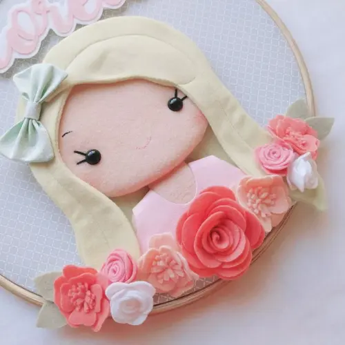 Quadro Bastidor Enfeite de Porta de Maternidade - Fiorella