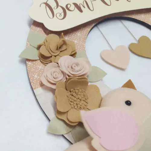 Guirlanda de Porta de Feltro - Casal de Passarinhos Nude