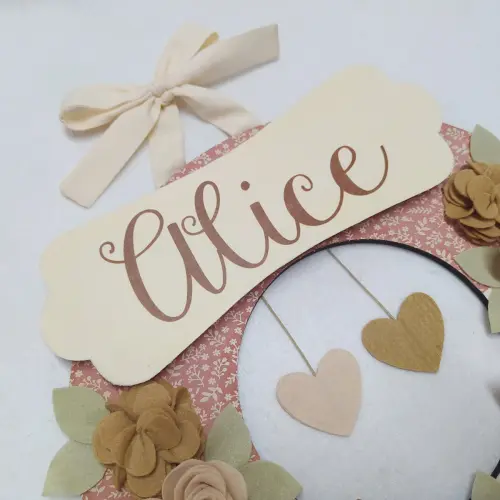 Guirlanda Porta de Maternidade Passarinhos Nude - Alice