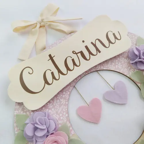 Guirlanda Passarinhos de Feltro Lilás e Rosa - Catarina