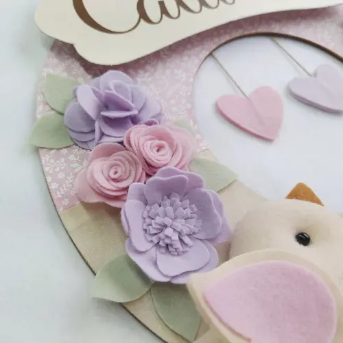 Guirlanda Passarinhos de Feltro Lilás e Rosa - Catarina