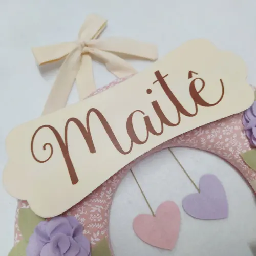 Guirlanda Passarinhos de Feltro Lilás e Rosa - Maitê