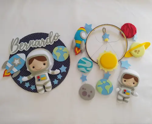 Guirlanda e Móbile Astronauta, Foguete e Planetas Bernardo