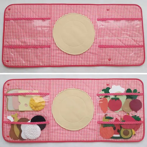 Kit Comidinhas de Feltro e Organizador com Prato Picnic