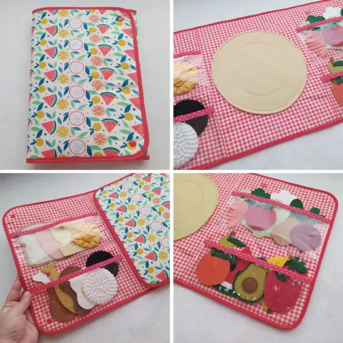 Kit Comidinhas de Feltro e Organizador com Prato Picnic
