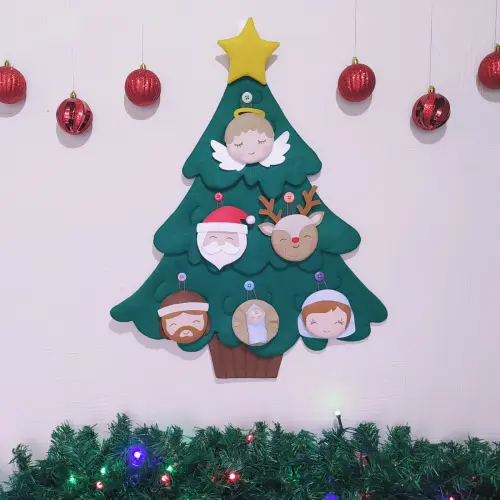 Árvore de Natal Interativa de Feltro Montessori Tam P.1