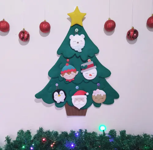 Árvore de Natal Interativa de Feltro Montessori Tam P.2
