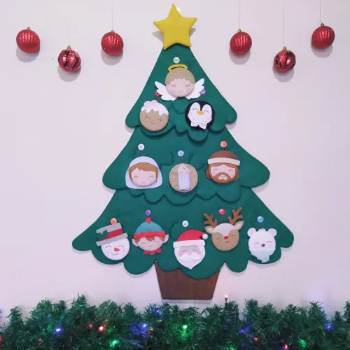 Árvore de Natal Montessori Interativa de Feltro Tamanho M