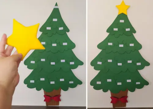 Árvore de Natal Interativa Montessori G - Feltro com Velcro