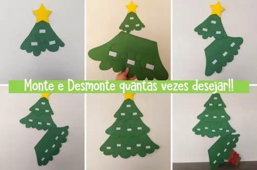 Árvore de Natal Interativa Montessori G - Feltro com Velcro