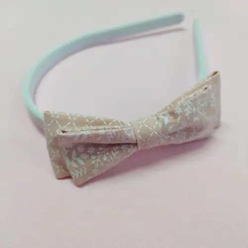 Tiara com Laço Borboleta Duplo Rosé e Branco