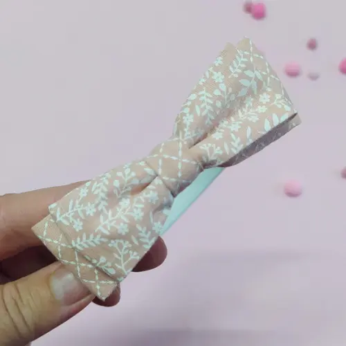 Tiara com Laço Borboleta Duplo Rosé e Branco