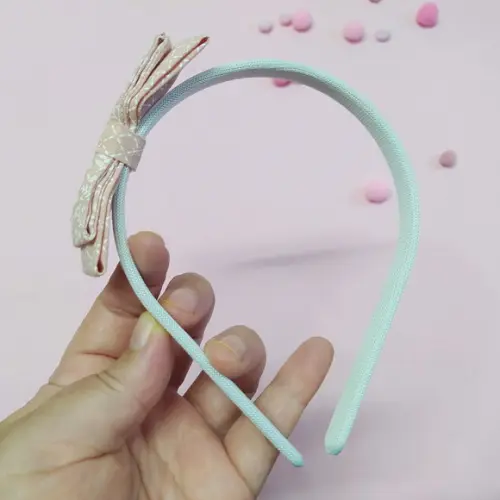 Tiara com Laço Borboleta Duplo Rosé e Branco