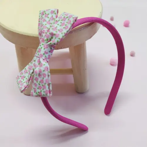 Tiara com Laço Libélula Mini Floral Rosa, Branco e Verde