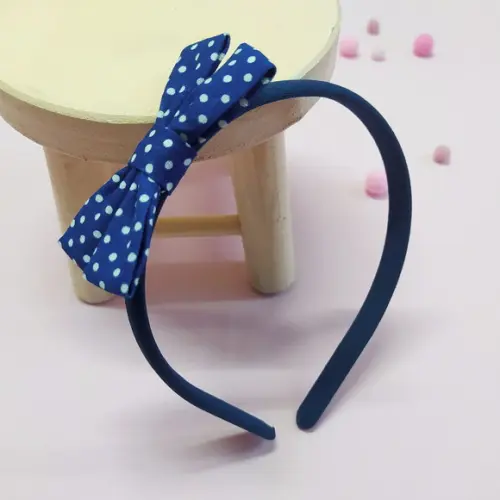 Tiara com Laço Libélula Azul Escuro Poá