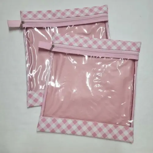 2 Saquinhos Organizadores para Roupa - Xadrez Rosa