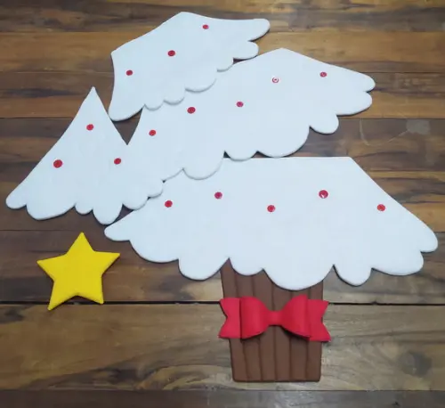Árvore de Natal Branca de Feltro Montessori Interativa G