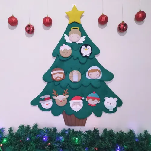 Árvore de Natal Montessori de Feltro com Velcro - Tam m