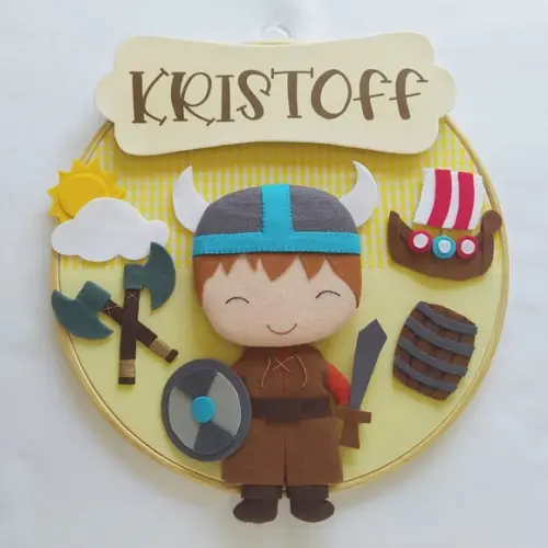 Bastidor Porta de Maternidade de Feltro Viking Kristoff