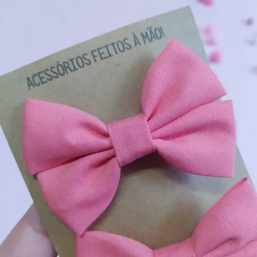 Dupla de Laços de Tecido - Libélula Rosa Liso