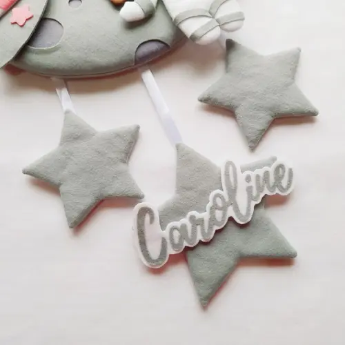 Enfeite Porta Maternidade Lua, Astronauta e Foguete - Caroline