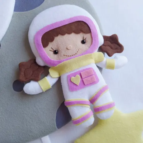 Enfeite Porta Maternidade Lua, Astronauta e Foguete - Olivia