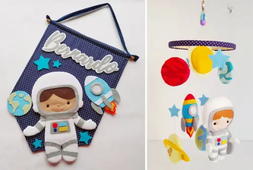 Flâmula + Móbile Astronautas, Foguetes e Planetas - Bernardo