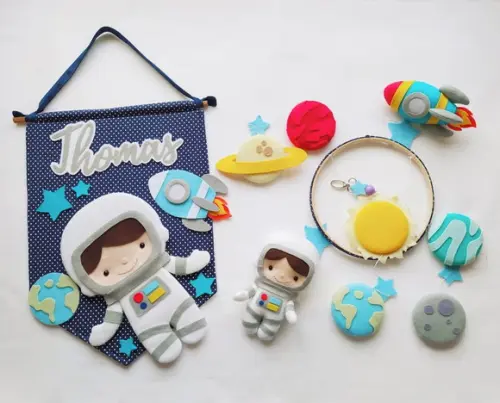 Flâmula + Móbile Astronautas, Foguetes e Planetas - Thomas